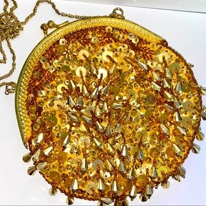 Vintage Beaded Purse Gold and Yellow